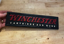 Winchester Rifles Cast Iron Sign Plaque Patina Gunsmith Collector METAL 12 INCH picture