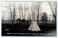 1941 Mullan Monument Ana Ruins Of Old Fort Benton Montana MT RPPC Photo Postcard picture