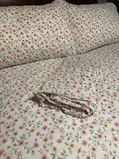 VTG Queen Sheet Set Pink Flowers Flat & Fitted Sheets & 2 Cases Dan River EUC picture