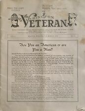 Antique Newspaper 1919 The Washington Veteran Seattle WA March Vol 1 NO. 3 picture