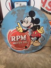 Vintage, 100% Original, RPM MOTOR OIL MICKEY MOUSE painted Metal Sign picture