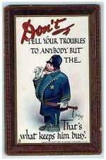 c1910's Fat Policeman Mustache Embossed Dwig Tuck's Unposted Antique Postcard picture