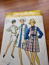 Vintage 70's Simplicity 8705 SLEEVELESS COAT & DRESS  Sewing Pattern Sz 12 FF picture