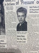 VINTAGE NEWSPAPER HEADLINE  JAMES DEAN STAR DIES AUTO CRASH PORSCHE SPIDER 1955 picture