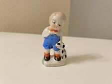 Antique 1940s Occupied Japan Made Ceramic German Boy & Dalmatian 2.5” Tall picture