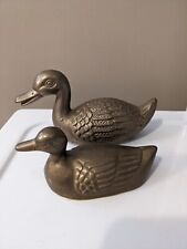 Vintage Pair Brass Ducks Figurines  picture