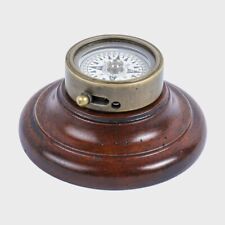 Antique Style Turned Mahagony Wood and Brass Compass picture