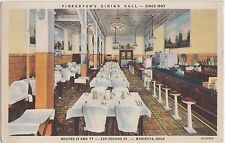 Ohio Postcard '39 MARIETTA Pinkertons Dining Hall Routes 21&77 INTERIOR Roadside picture