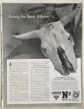1941 magazine ad for Conoco Gas - Among Dead : 6 Autos, cow skull, Death Valley picture