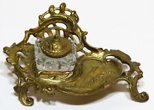 Vintage Andrea by Sadek Inkwell Ornate Solid Brass Art Nouveau Victorian Footed picture