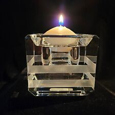 Vera Wang Wedgwood Lead Crystal Votive Candle Holder Stripes Germany 2.75” Sq picture