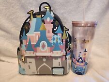 HTF Loungefly Disneyland Paris Sleeping Beauty Castle Mini Backpack LE & Tumbler picture