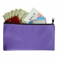 DALIX Zipper Money Bank Bag Pencil Pouch Makeup Travel Accessories Holder Purple picture