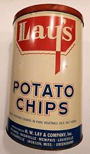 Vintage Lay's Potato Chips Metal 1 Pound Can with Lid H. W. Lay & Co picture