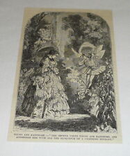 1878 magazine engraving ~ FAIRY VISITING YOUNG WOMAN IN GARDEN picture
