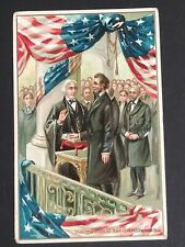 Abraham Lincoln Inauguration Embossed Tucks Postcard Saxony c1910s picture