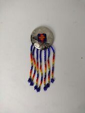 Vintage Native Sioux Sterling Silver Concho With Hanging Beads Felt Backing picture