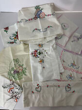 LOT of 11 VINTAGE hand embroidered assorted linens Cutter Crafts picture