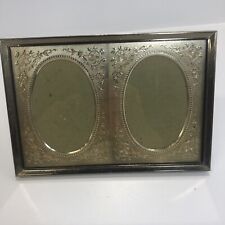 Vintage Gold Ornate Standing Double Picture Photo Frame Gold Oval 5” X 7” picture