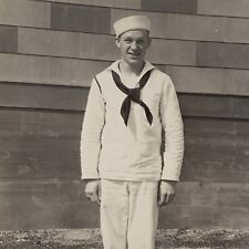 Antique RPPC Real Photograph Postcard Handsome Young Man Navy Sailor Uniform WW1 picture