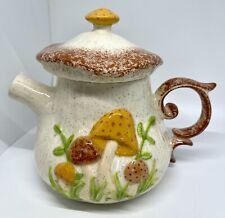 Vintage Arnel’s Double Sided Mushroom Pattern Teapot with Lid 1970s picture