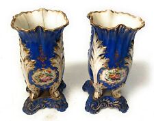 A Pair 19th Century English Floral Spill Vase Claw Feet picture