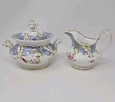 2/5254 by RIDGWAY c1810-50 Cauldon Place Creamer & Sugar Floral Blue Gold  picture