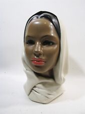 Midcentury Marwal Beautiful Lady Hand Painted Chalkware Bust 10.25” picture