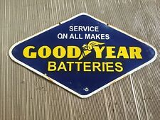 PORCELAIN GOOD YEAR BATTERIES ENAMEL SIGN 36X18 INCHES DOUBLE SIDED picture