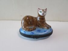 Vintage Limoges CAT Porcelain  Trinket Box France picture