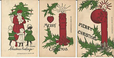 c.1907 EARLY SET OF 3 GRACE HARLOW CHRISTMAS POSTCARDS~FACE CANDLE picture
