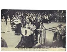 c1953 Queen Receives Spurs Coronation Elizabeth Tuck Sons Postcard UNPOSTED picture