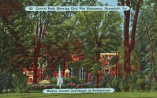 Postcard PA Honesdale Central Park Civil War Monument Linen Vintage PC e8578 picture