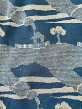 Vintage 1970's Double Knit Poly Fabric Stretch Blue White House 69