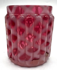 Vintage Northwood Opalescent Red Cranberry Ribbed Lattice Toothpick/Match Holder picture