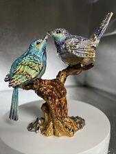 COLORFUL BIRDS ON BRANCH TRINKET BOX BY KEREN KOPAL, BEAUTIFUL CRYSTALS picture