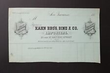 1880's Kahn Bro's Bine & Co. Importers Cut Letterhead Artwork ~ San Francisco  picture