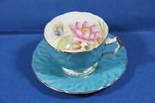Aynsley Water Lily Teal Tea Cup And Saucer 765788 picture