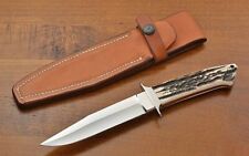 Custom Handmade D2 Steel Loveless Style Stag Horn Handle Hunting Knife / Sheath picture
