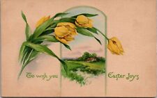 c1910 Antique Gibson Postcard. Easter Flowers house a1 picture