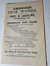 1873 ORIGINAL print ad AMERICAN IRON WORKS Jones Laughlin Pittsburgh PA railroad picture