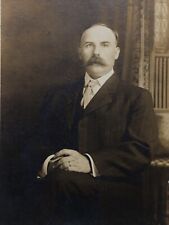 Antique Circa 1900s Large 10.75X6.75 in Cabinet Card Business Man Mustache Cigar picture