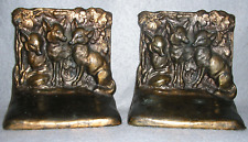 Vintage Fox Bookends Foxes Grape Leaves Cast Metal Bronze Washed After Weidlich picture