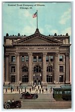 1913 Central Trust Company Of Illinois Street View Cars Chicago IL Postcard picture