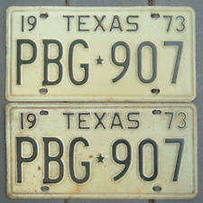TEXAS 1973 Vintage Pair   license plates   PBG - 907 picture