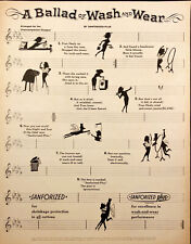 1961 Sanforized Plus Ballad of Wash & Wear Vintage Print Ad Cartoon Song Sheet picture