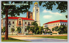 Sarasota FL-Florida, Court House Building, Landscape, Antique, Vintage Post Card picture