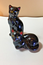 Vtg. Rare SHAFFORD REDWARE BLACK CAT Salt & Pepper SHAKERS - Original Redware. picture