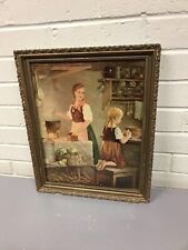 ANTIQUE VTG GOLD GILT FRAMED PICTURE OF “LITTLE HELPER” BY KASSELL 16 X 12 3/4”  picture