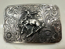 RARE Vintage Chet Vogt  Belt buckle Handmade Old Mexican Sterling Silver & 14K picture